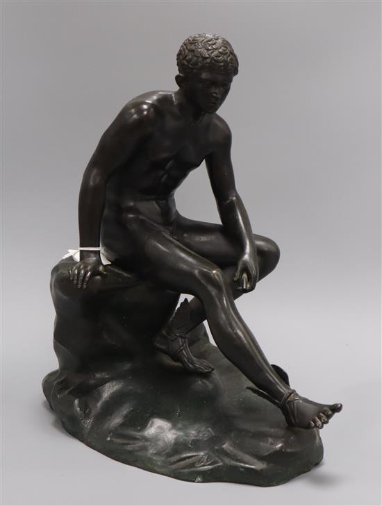After the Antique. A bronze figure of Mercury, seated height 40cm